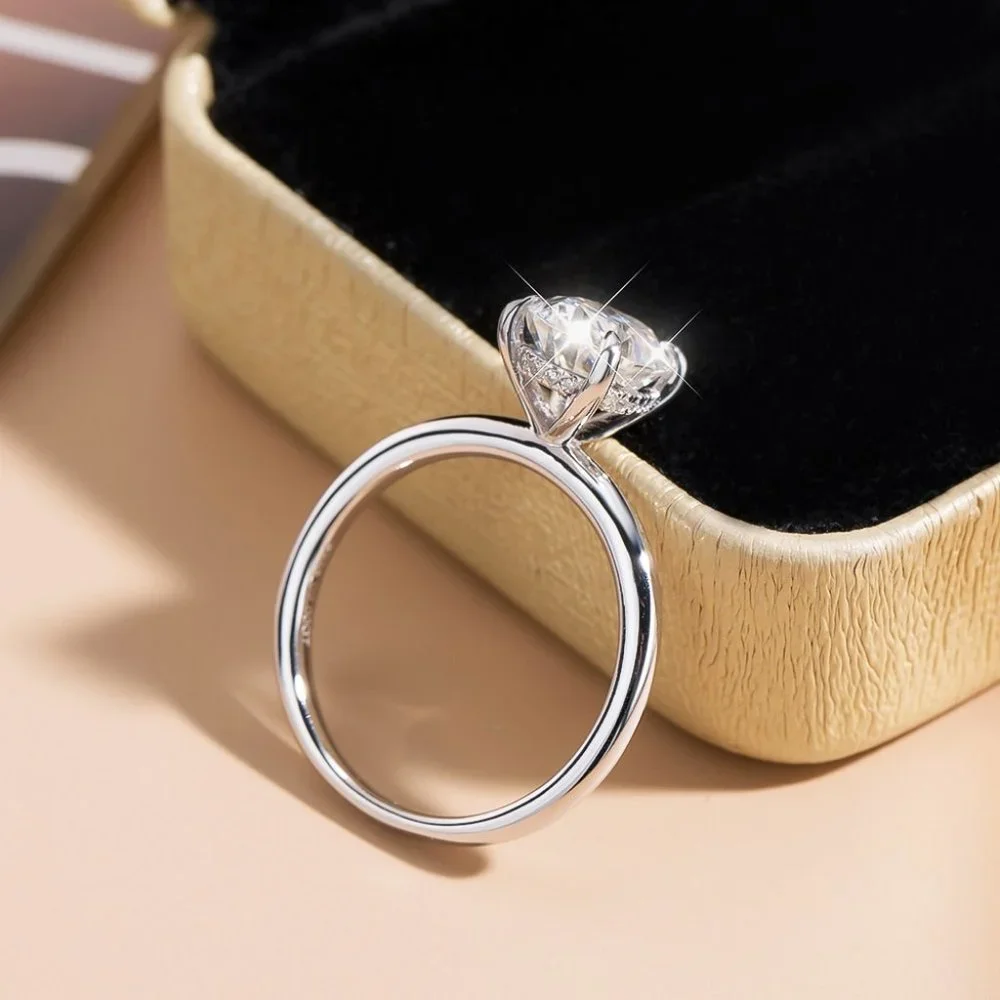 Certified 2ct. t.w. Moissanite Diamond Oval Hidden Halo Engagement Ring NEW